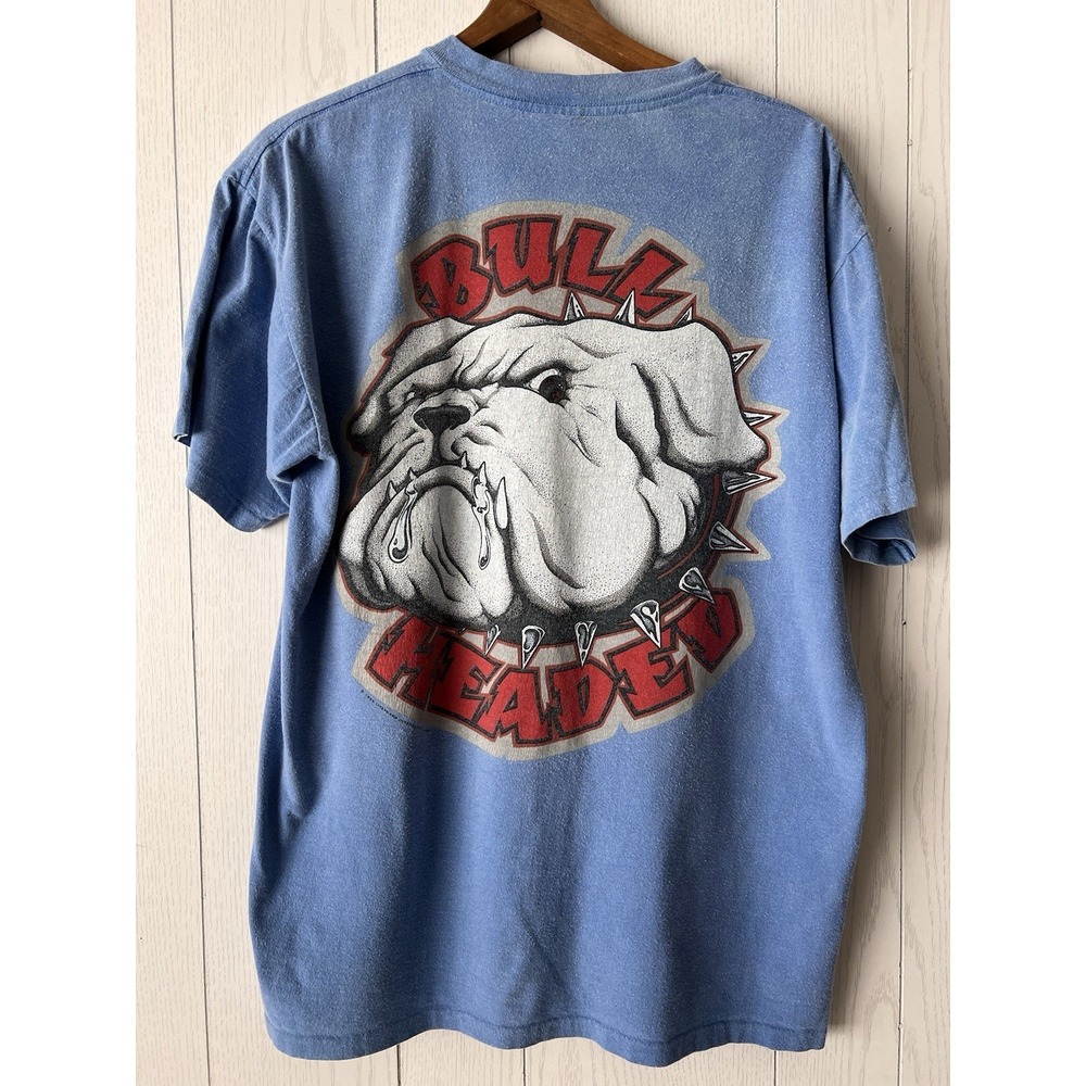 Rare Vintage 1995 LIFEFORMS T-Shirt Bulldog Bull Headed Single Stitch Blue L 90s